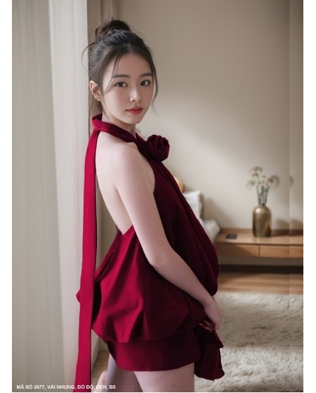 BỘ VÁY VÀ ÁO YẾM CỘT CỔ  -2677