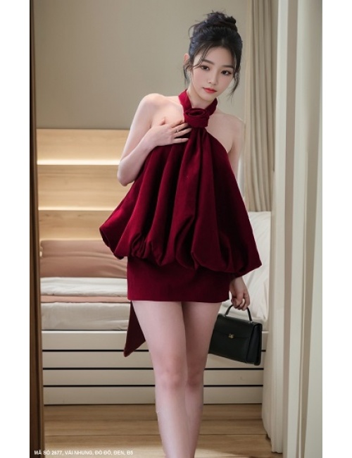 Bộ Váy Và Áo Yếm Cột Cổ - 2677