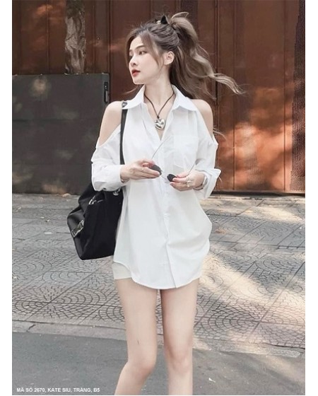 BỘ NGẮN ÁO SƠ MI HỞ VAI QUYẾN RŨ   -2670