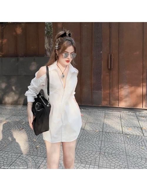 Bộ Ngắn Áo Sơ Mi Hở Vai Quyến Rũ - 2670