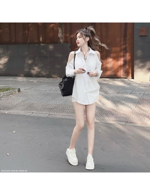 Bộ Ngắn Áo Sơ Mi Hở Vai Quyến Rũ - 2670