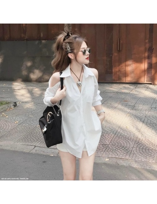 Bộ Ngắn Áo Sơ Mi Hở Vai Quyến Rũ - 2670