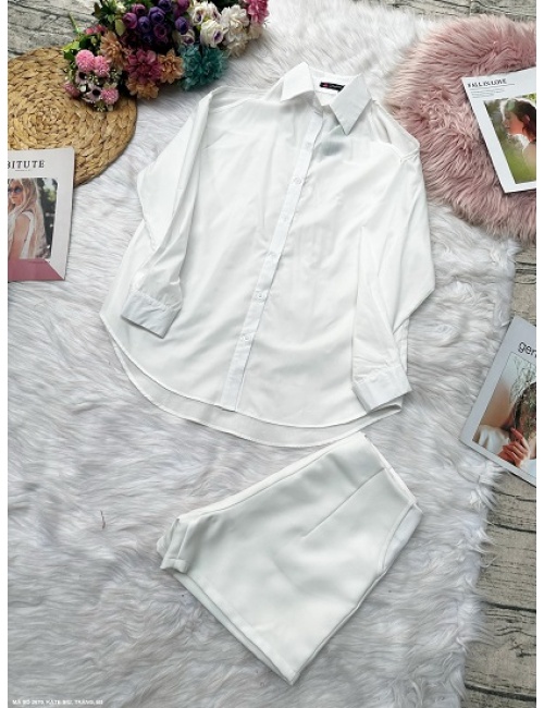 Bộ Ngắn Áo Sơ Mi Hở Vai Quyến Rũ - 2670