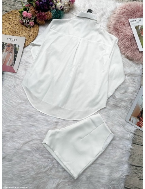 Bộ Ngắn Áo Sơ Mi Hở Vai Quyến Rũ - 2670