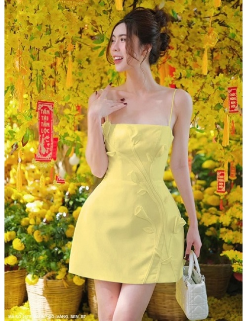 Đầm 2 Dây Thêu Hoa Lá Cành - 2675