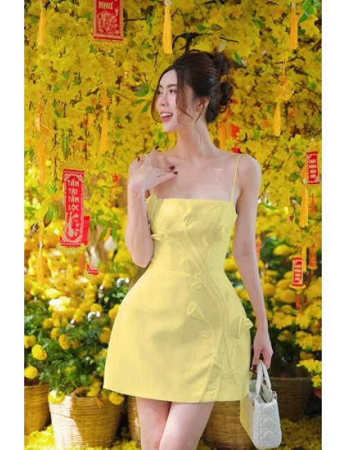 Đầm 2 Dây Thêu Hoa Lá Cành - 2675