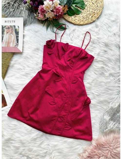 Đầm 2 Dây Thêu Hoa Lá Cành - 2675