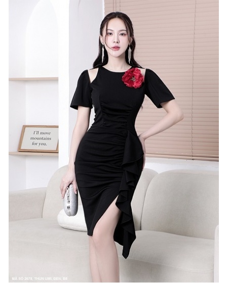 ĐẦM TAY NGẮN HỞ VAI LAI DÚN LÊN TỚI EO  -2678