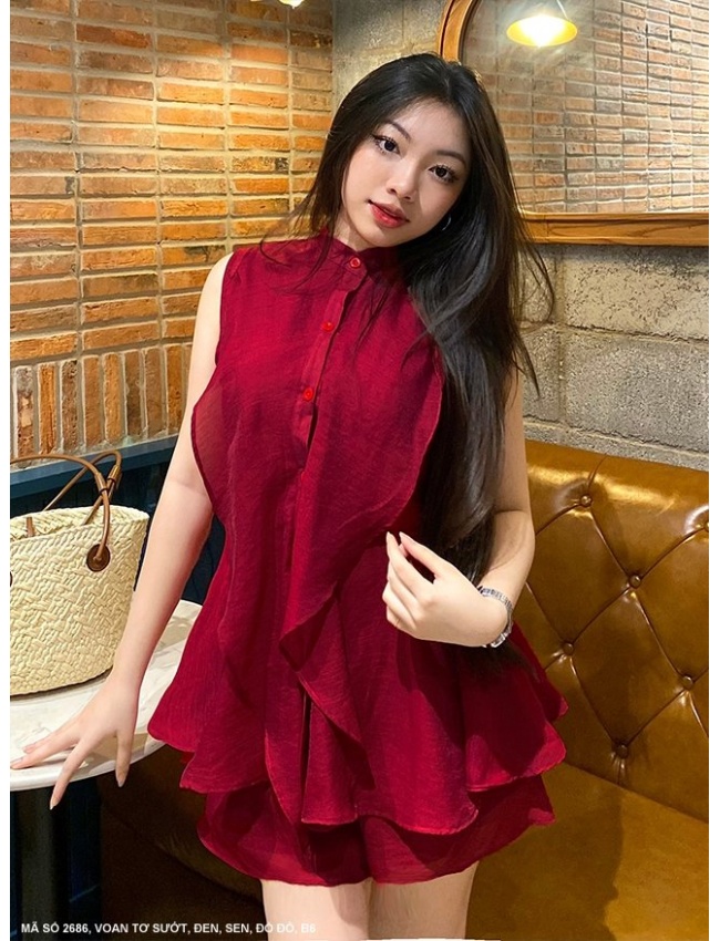 BỘ NGẮN QUẦN DÚN VÀ ÁO SÁT NÁCH DÚN BÈO XINH XẮN - 2686