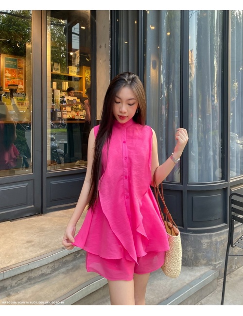 BỘ NGẮN QUẦN DÚN VÀ ÁO SÁT NÁCH DÚN BÈO XINH XẮN - 2686