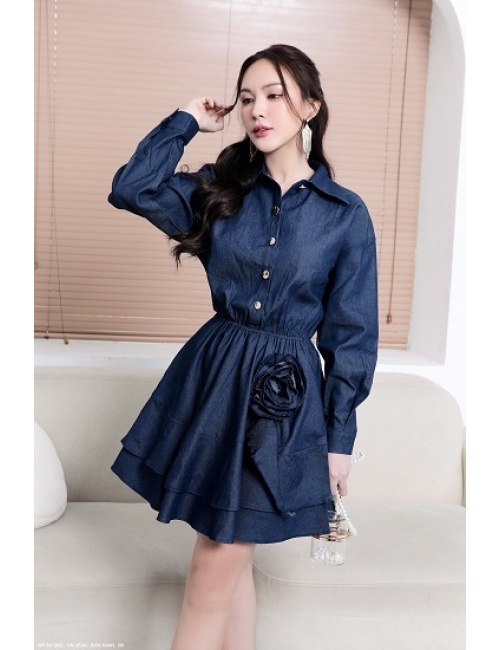 Đầm Jean Tay Dài Lai Dún - 2687