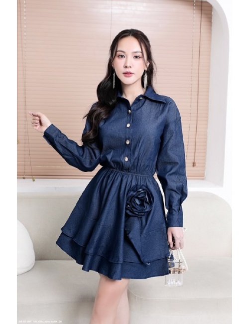 Đầm Jean Tay Dài Lai Dún - 2687