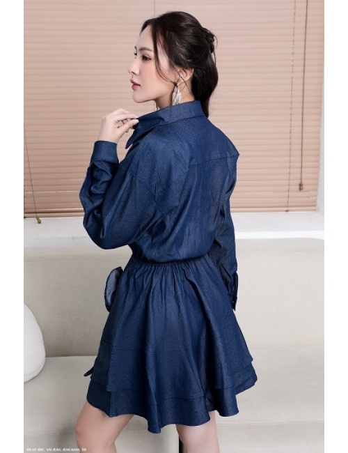Đầm Jean Tay Dài Lai Dún - 2687