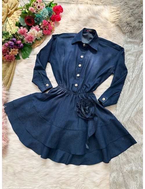 Đầm Jean Tay Dài Lai Dún - 2687
