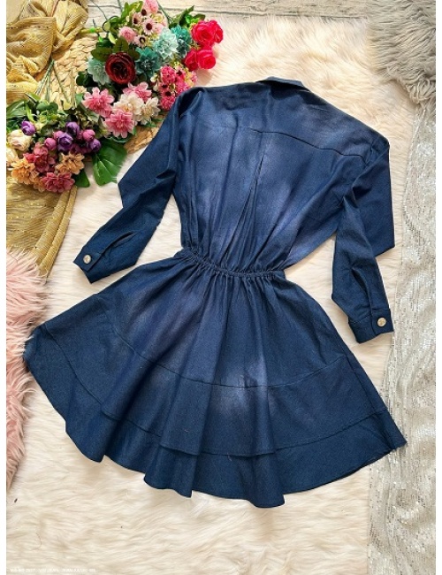 Đầm Jean Tay Dài Lai Dún - 2687