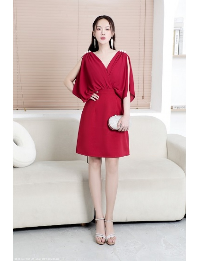 Đầm Cổ Tim Xẻ Vai Kết Hạt Sang Trọng - 2691