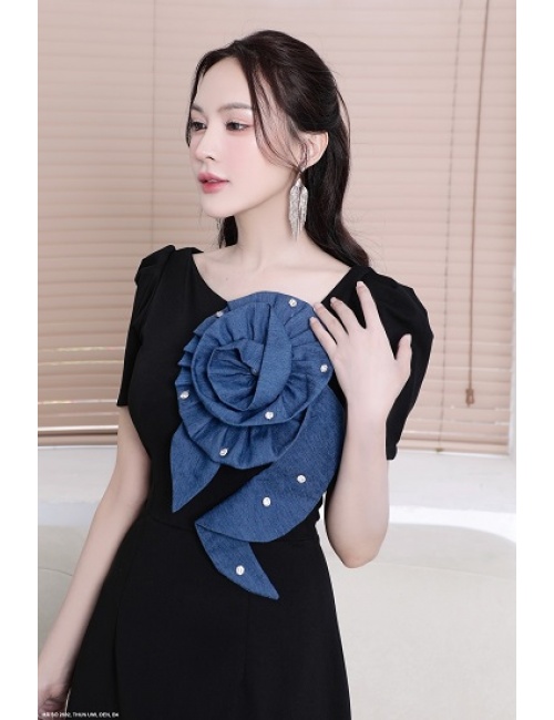Đầm Kết Hoa Jean Trước Ngực - 2692