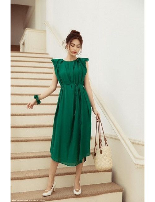 Đầm Maxi Dún Vai Phùng Cột Eo - 2706