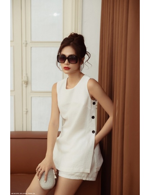 Bộ Ngắn Quần Dún Và Áo Sát Nách Dún Bèo Xinh Xắn - 2707