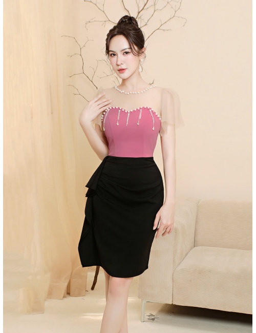 Đầm Ôm Cúp Ngự Phối Lưới Đính Hạt - 2717