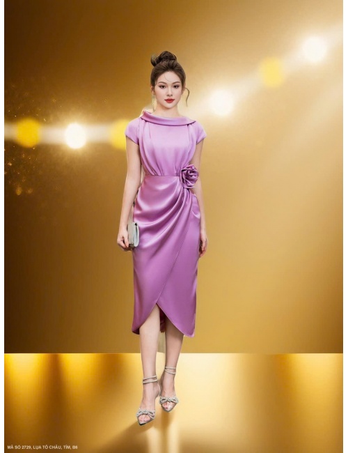 Đầm Cổ Sen Eo Đính Hoa - 2729