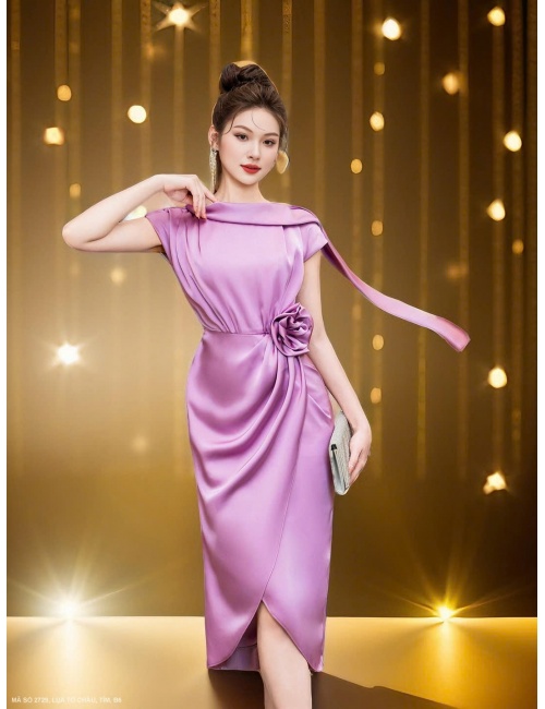 Đầm Cổ Sen Eo Đính Hoa - 2729