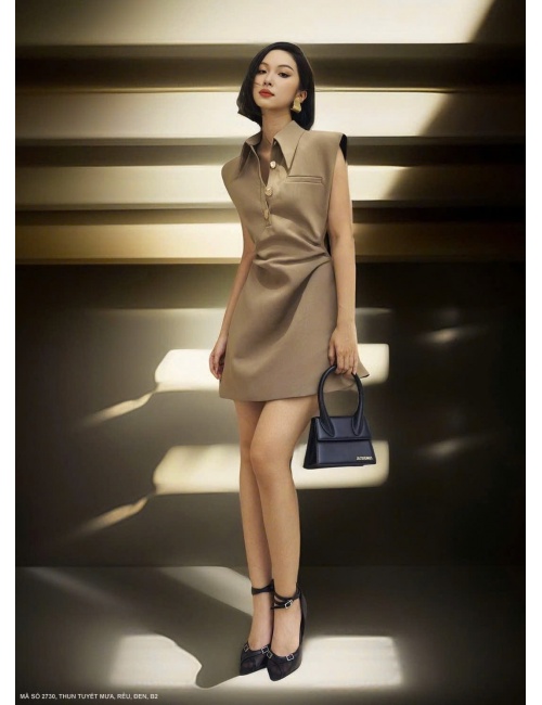 Đầm Dơi Dún Eo Cổ Bẻ - 2730