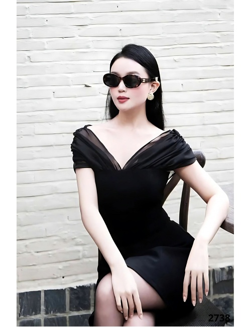 Đầm Xòe Dáng Chữ A Phối Lưới Sang Trọng - 2738
