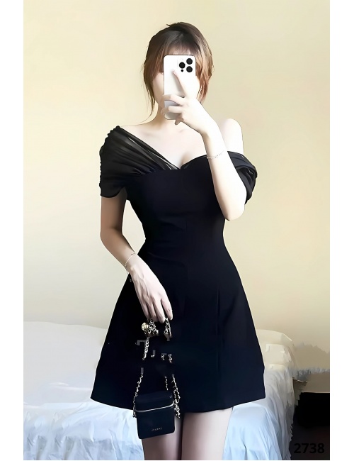 Đầm Xòe Dáng Chữ A Phối Lưới Sang Trọng - 2738