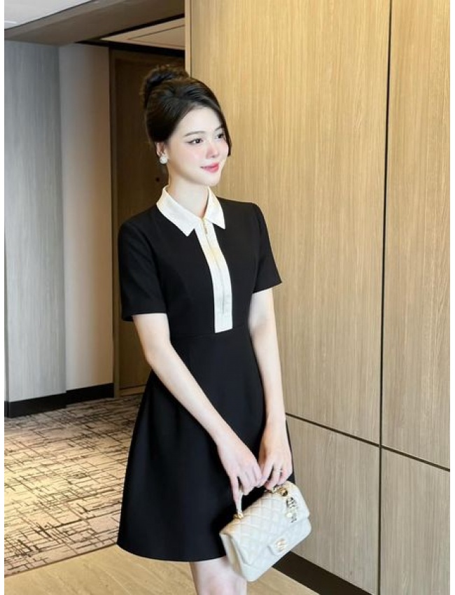 Đầm Đen Thanh Lịch Phối Cổ Sơmi - 9034