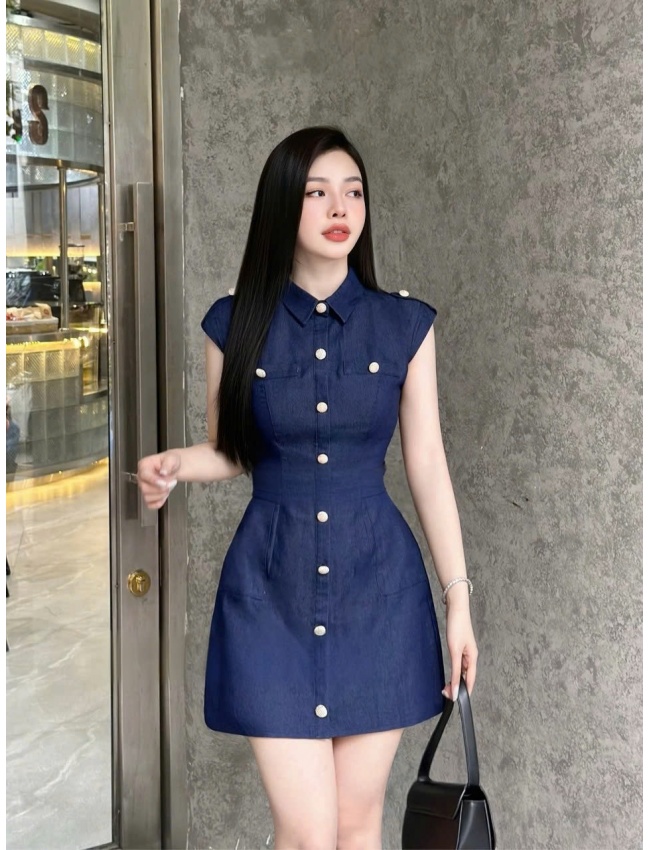 Đầm Cổ Sơ Mi Tay Ngắn-D9036