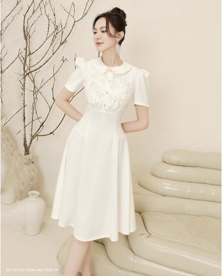 ĐẦM XÒ CỔ SEN TAY DÚN DUYÊN DÁNG - 2733