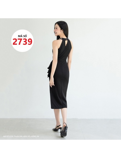 Đầm Yếm Ôm Cổ Kết Hạt Sang Trọng Và Eo Kết Dún Bèo Xinh Xắn - 2739