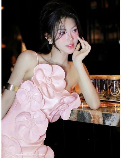 Đầm Dây Xéo Kết 6 Hoa Mai Lớn - 2748