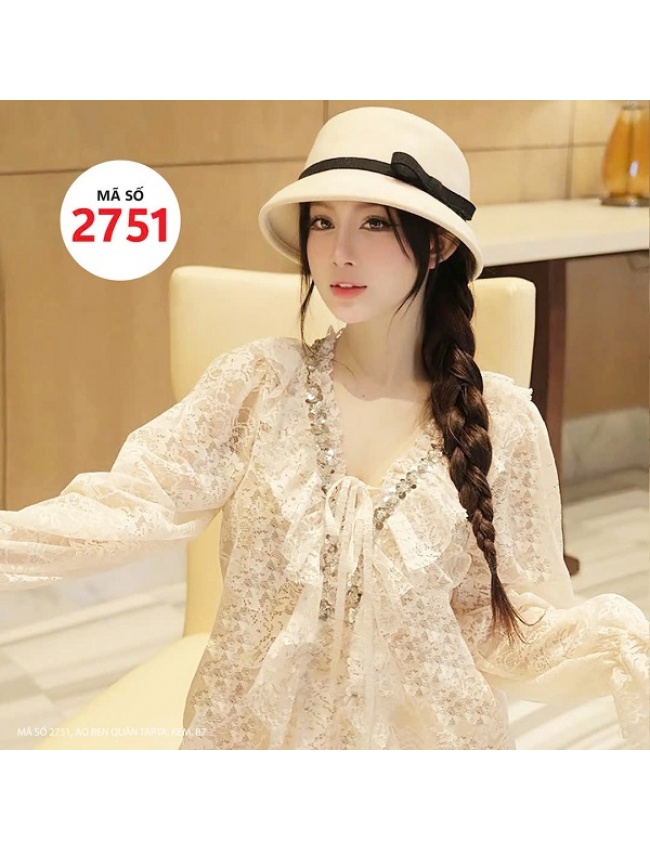 Bộ Áo Ren Tay Dài Quần Ngắn Tapta - 2751