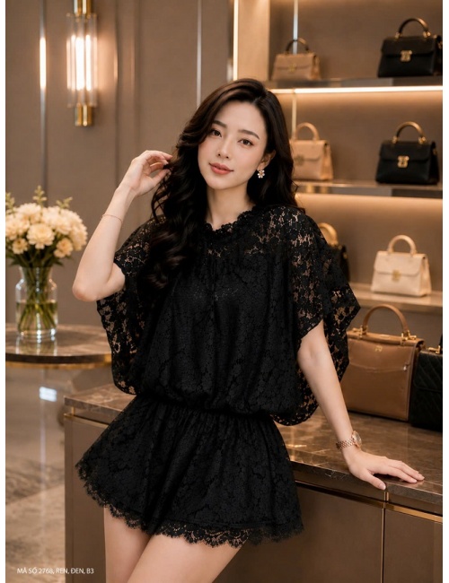 Bộ Áo Và Quần Ngắn Ren Có Áo Lót - 2768