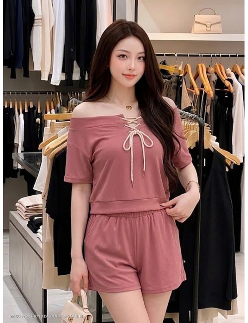 Bộ Áo Và Quần Ngắn Cột Dây Nơ Cổ - 2769