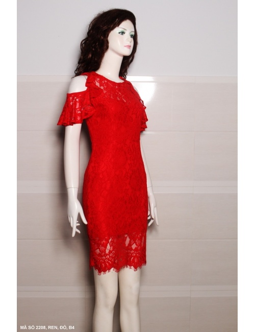Đầm Ren Vai Hở Tay Nhún - Mã Số :2208
