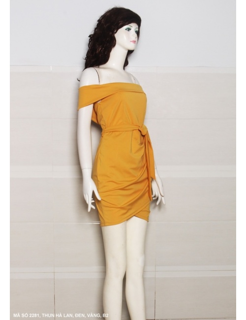 Đầm Trễ Vai Thắt Nơ Eo Lai Chéo Sang Trọng - 2281