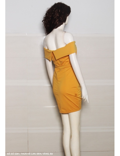 Đầm Trễ Vai Thắt Nơ Eo Lai Chéo Sang Trọng - 2281