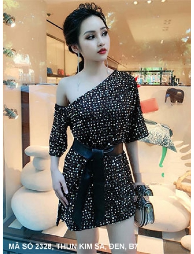 ĐẦM KIM SA SUÔNG TAY LỞ CỔ XÉO -2328
