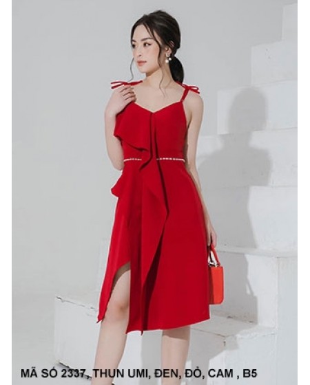 Đầm Xòe 2 Dây Thắt Nơ Vai - 2337