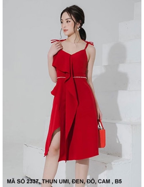 Đầm Xòe 2 Dây Thắt Nơ Vai - 2337