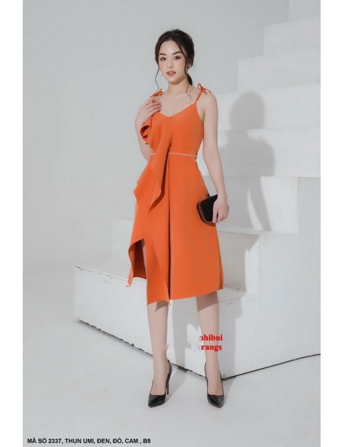 Đầm Xòe 2 Dây Thắt Nơ Vai - 2337