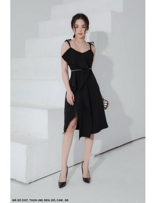 Đầm Xòe 2 Dây Thắt Nơ Vai - 2337