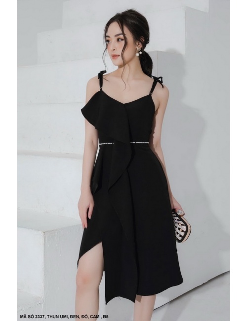 Đầm Xòe 2 Dây Thắt Nơ Vai - 2337