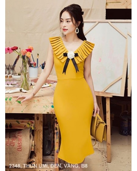 Đầm Ôm Sát Nách Cổ Tim Xếp Ly 2 Bên Cá Tính - 2348