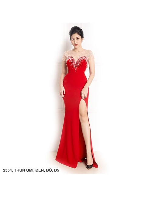 Đầm Dạ Hội Xẻ Lai Cúp Ngực Kết Cườm - 2354