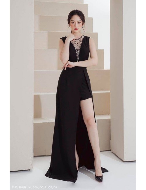Đầm Cổ Tim Sâu Lai Xẻ Cao Có Quần Short Bên Trong - 2356