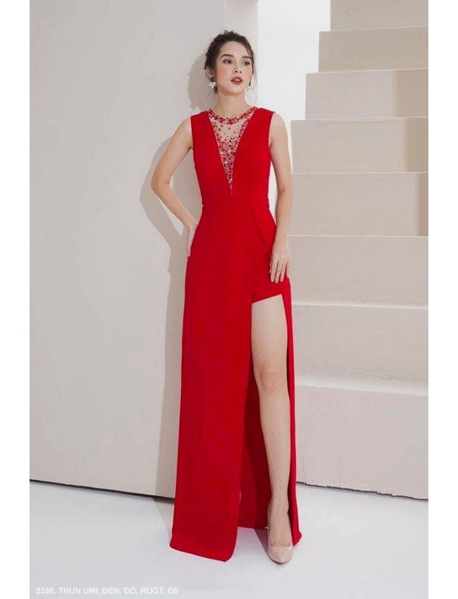 Đầm Cổ Tim Sâu Lai Xẻ Cao Có Quần Short Bên Trong - 2356